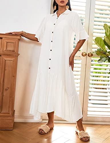 green emerald velvet dress Women's Short Sleeve Flowy Kimono Swimsuit Cover Up-Eddoyee