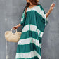 Green V-Neck Print Beach Caftan: Women's Stylish Swimsuit Cover-Up