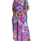 Purple Tie Dye Plus Size Kaftan Dress for Women's Swimsuit Cover Up