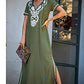 Embroidered V-Neck Beach Kaftan - Women's Cover-Up