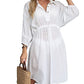 Women's V-Neck Long Sleeve Beachwear Cover Up with Drawstring