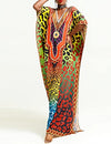 Plus Size Women's Print Beach Kaftan Ideal Swimwear Cover Up