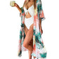 Leaf Print Kimono: Women's Half Sleeve Swimsuit Cover Up