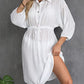Women's V-Neck Long Sleeve Beachwear Cover Up with Drawstring