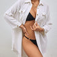 Swiss Dot Long Sleeve Beach Shirt Dress: Women's Cover Up