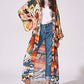 Eddoyee Women's Ethnic Print Kimono Cardigans - Stylish Beach Cover Up
