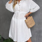 Women's V-Neck Long Sleeve Beachwear Cover Up with Drawstring