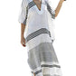 Plus Size V-Neck Striped Beach Kaftan Cover Up for Women