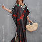 Ethnic Print Long Beach Kaftan for Women V-Neck Cover Up