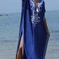 V Neck Embroidery Kaftan: Loose Beach Swimsuit Cover Up