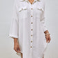 Swiss Dot Long Sleeve Beach Shirt Dress: Women's Cover Up