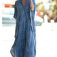 Plus Size Striped Print Beach Kaftan Dress - Button-Up Cover Up