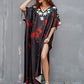 Ethnic Print Long Beach Kaftan for Women V-Neck Cover Up