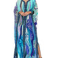 Women's Print Beach Caftan with Side Split, Ideal Coverup