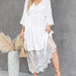 V-Neck Lace Hem Swimsuit Cover Up for Women's Beach Kaftans