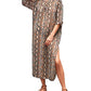 Women's V-Neck Snake Print Beach Kaftan Cover Up with Side Split