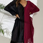 Women's V-Neck Swimsuit Coverup Black and Red Plus Size