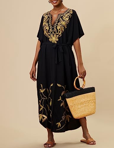 double side split maxi dress plus size Women's Side Split Plus Size Kaftan Maxi Dress-Eddoyee