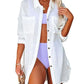 Women's Button-Down Swimsuit Cover-Up with Side Slit