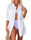 Women's Button-Down Swimsuit Cover-Up with Side Slit
