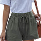 Green Women's Summer Shorts with Elastic Drawstring Waist
