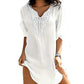 V-Neck Lace Short Sleeve Beach Coverup Dress for Women
