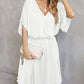 V-Neck Smocked Beach Tunic: Women's Solid Color Cover Up