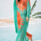 Flower Print Plus Size Beach Kaftan Dress: Side Split Cover Up
