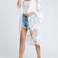 Mesh Embroidered Kimono Cardigan: Women's 3/4 Sleeve Cover Up