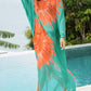 Flower Print Plus Size Beach Kaftan Dress: Side Split Cover Up