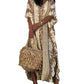 Coffee Snake Pattern V-Neck Caftan Swimsuit Cover