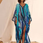 Women's Print Beach Caftan with Side Split, Ideal Coverup
