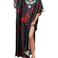 Ethnic Print Long Beach Kaftan for Women V-Neck Cover Up