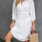 Women's V-Neck Long Sleeve Beachwear Cover Up with Drawstring