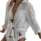 Women's Long Sleeve Button-Down Beach Shirt Cover Up