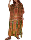 Women's V-Neck Print Kaftan: Beach Swimsuit Cover-Up"