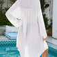Long Sleeve Button-Down Beach Shirt Dress Cover-Up