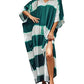Green V-Neck Print Beach Caftan: Women's Stylish Swimsuit Cover-Up