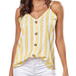 Yellow Striped V-Neck Cami Tank Top - Women's XXL
