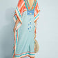 V Neck Beach Kaftan Short Sleeve Swimsuit Cover Up