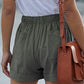 Green Women's Summer Shorts with Elastic Drawstring Waist