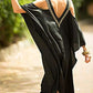 V Neck Embroidered Kaftan Cold Shoulder Beach Cover Up"