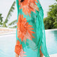Flower Print Plus Size Beach Kaftan Dress: Side Split Cover Up
