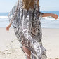 Batwing Sleeve Plus Size Beach Kaftan: Chiffon Swim Cover Up