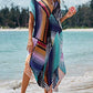 V-Neck Beach Kaftan Maxi Cover-Up with Colorful Print