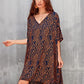 Women's Stripe Print Swimsuit Cover Up V-Neck Midi Dress