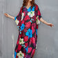 Purple V-Neck Ethnic Print Kaftan Beach Cover Up