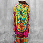 V-Neck Ethnic Print Plus Size Kaftan for Women Beach Cover Up