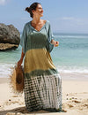 Tie Dye V-Neck Swimsuit Cover Up - Plus Size Beach Kaftans