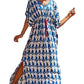 V-Neck Plus Size Caftan Swimsuit Cover Up with Side Split